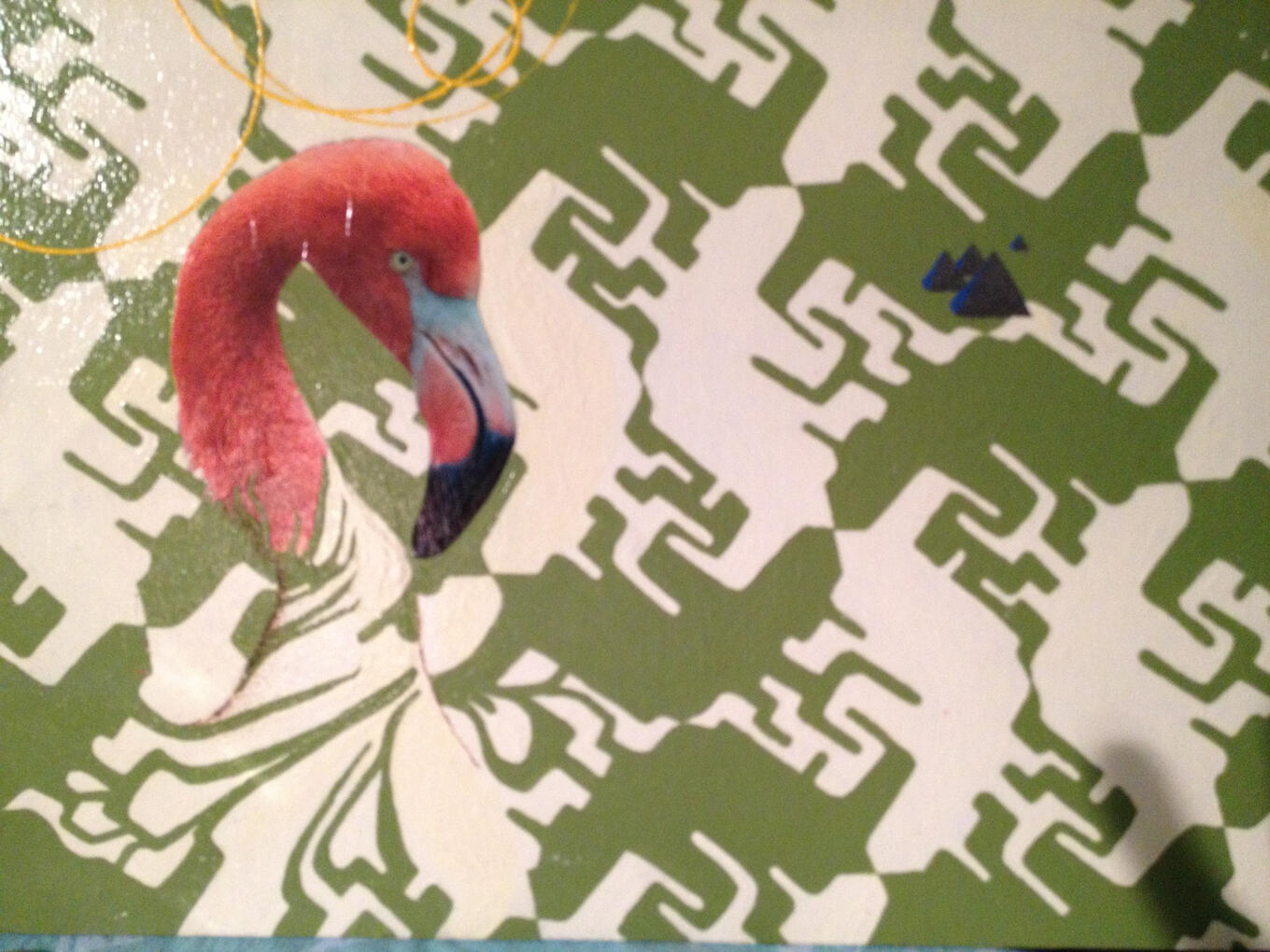 Flamingo || 2004 || Acrylic and collage || by Nate DeWaele